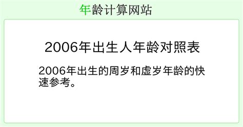 2006年出生|年龄计算器